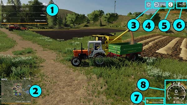 Farming Simulator 19 Интерфейс и информация на экране